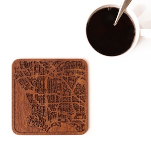 Los Angeles Karte Untersetzer, ein Stück, Sapele Holz Untersetzer mit Stadtplan, mehrere Stadtoptional, IDEAL GIFTS