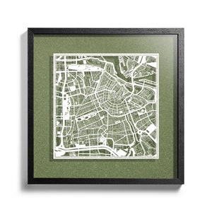 Carte d'Amsterdam / Eindhoven, encadrée en 3D, 18 x 18 pouces, dans une boîte cadeau, 4 couleurs de fond, auto-changement, Art du papier, CADEAUX IDÉAUX