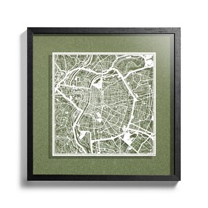 Lyon / Toulouse, 3D-papier gesneden kaart 18 x 18 inch, geschenkverpakking, achtergrondkleur 4, zelfveranderend, papierkunst, IDEALE CADEAUS