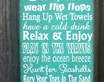 beach sign, beach rules sign,  beach decor, beach house decor, beach house sign, ocean sign, beach cottage, beach cottage decor