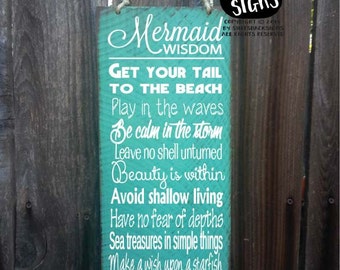 mermaid sign, mermaid decor, advice from a mermaid sign, mermaid decoration, mermaid wall decor, mermaid widsom, 56/108