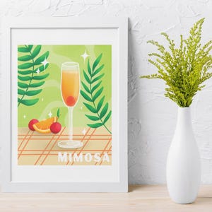 Stampa decorativa da parete con bevanda alcolica Mimosa retrò