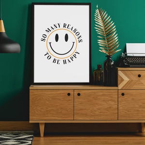 Happy Face Print: Boho Home Decor, Modern Wall Art
