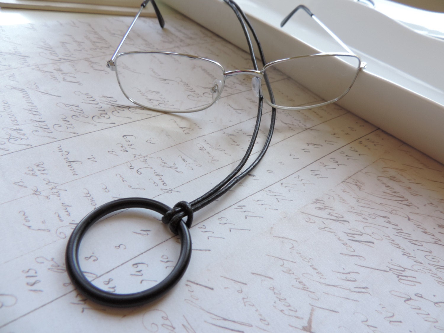 Mens Black Leather Cord Eyeglass Holder Men's Eyeglass Etsy