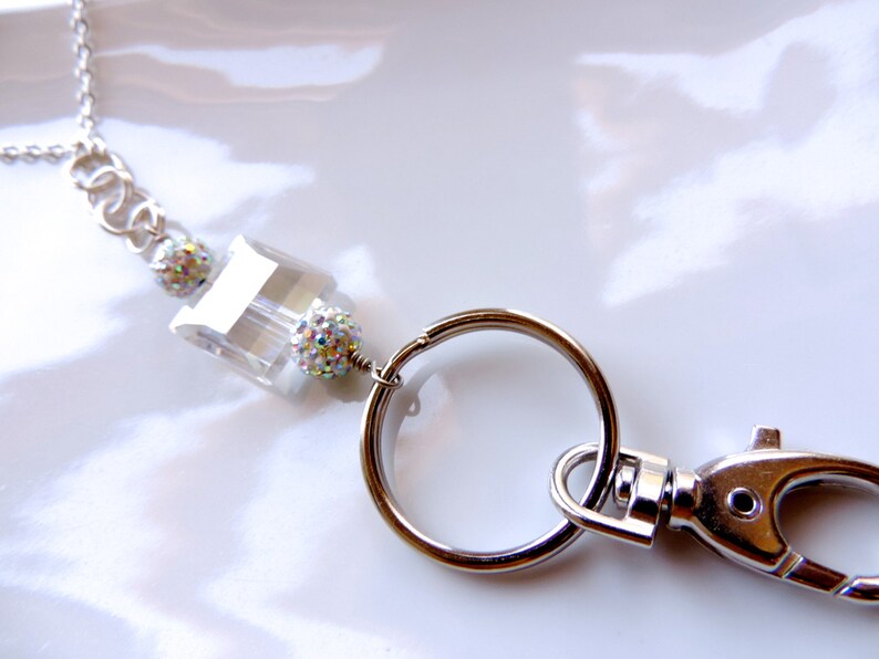 Silver ID Badge Holder Square Bling Chain Id Badge Holder Id Etsy