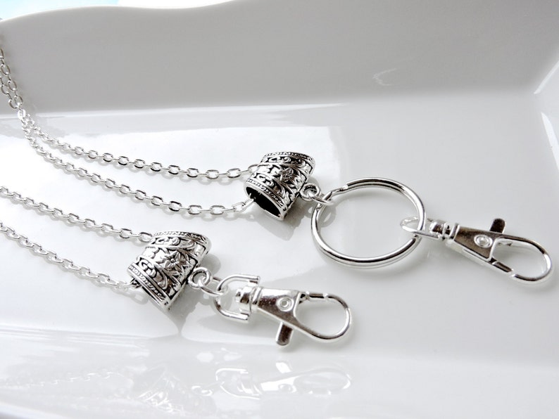Silver ID Badge Holder Silver Chain Lanyard Chain Id Badge Etsy