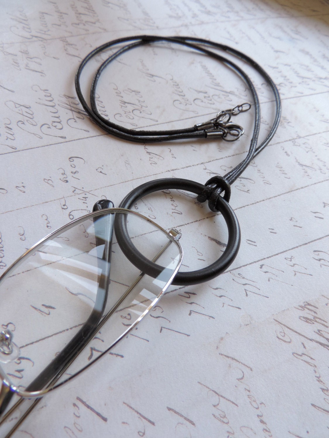 Mens Black Leather Cord Eyeglass Holder Men's Eyeglass Etsy