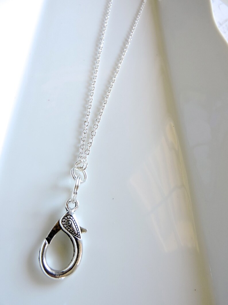 Silver ID Badge Holder Silver Chain Lanyard Chain Id Badge Etsy