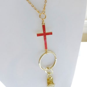 Christmas Red Cross Badge Holder, Gold Keychain Lanyard, Chain Id Badge ...