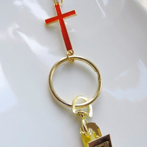 Christmas Red Cross Badge Holder, Gold Keychain Lanyard, Chain Id Badge ...