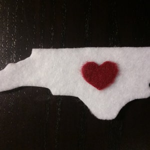 North Carolina Love Iron On Patch - No Sew - Felt - You Pick the Color - You Choose the Location