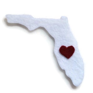 Florida Love Iron On Patch - No Sew - Felt - You Pick the Color - You Choose the Location