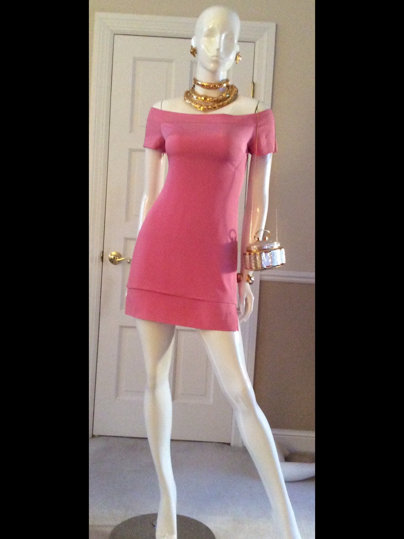 strapless open back dress Herve Leger | Strapless Bandage Gown - Hot Pink