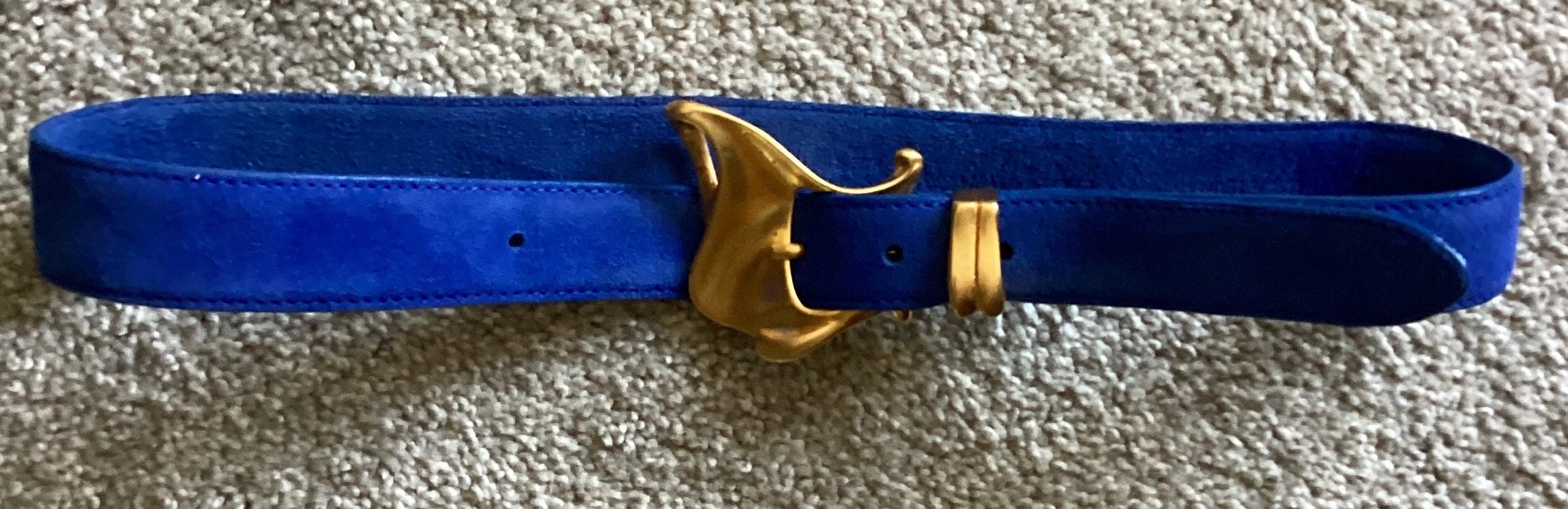 Donna Karan Vintage 1989 Blue Suede Belt With Robert Lee  display picture 2
