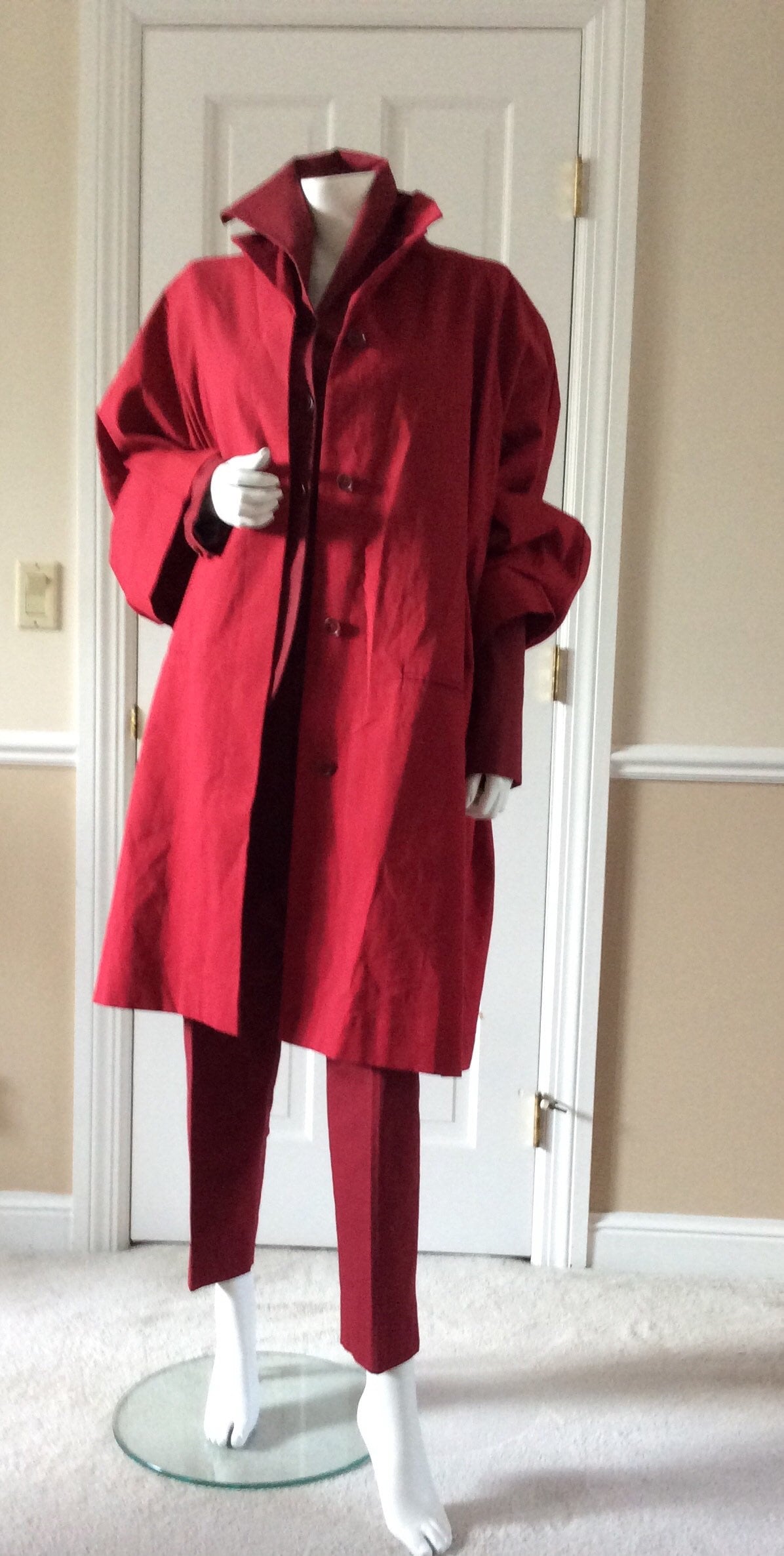 Romeo Gigli 1991 Vintage Unlined Heavy Cotton Midi Coat With