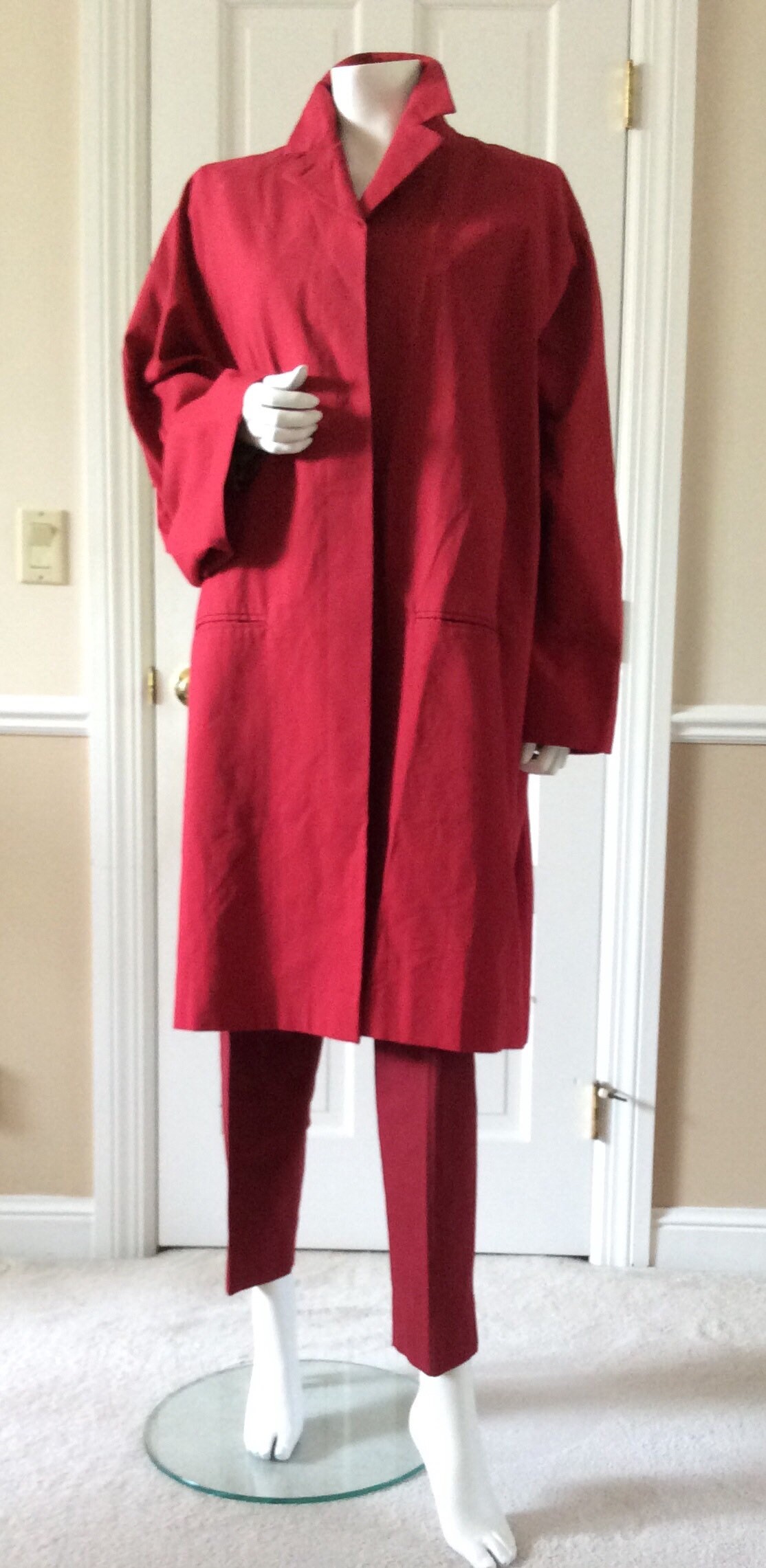 Romeo Gigli 1991 Vintage Unlined Heavy Cotton Midi Coat With