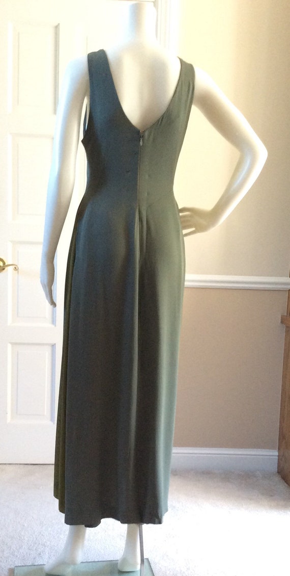 Sybilla vintage 1988 maxi dress in olive and sage… - image 3