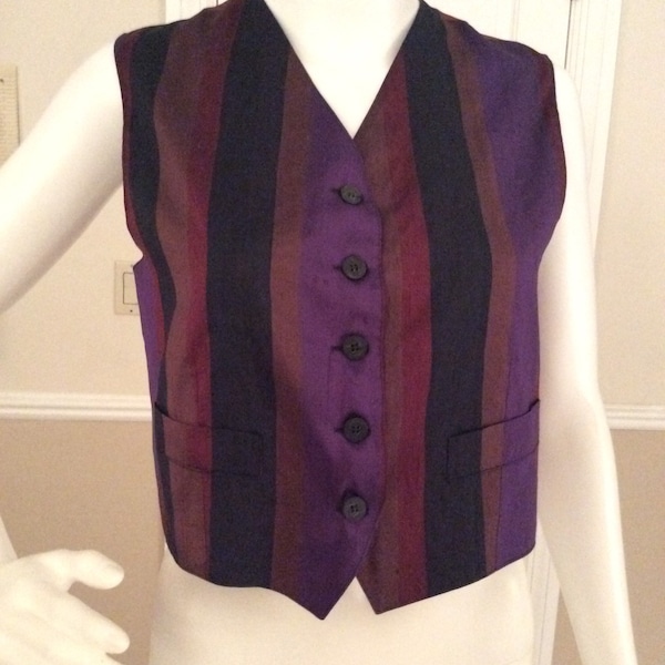 Vintage G Gigli sleeveless silk striped vest size 42 Italian, USA 8