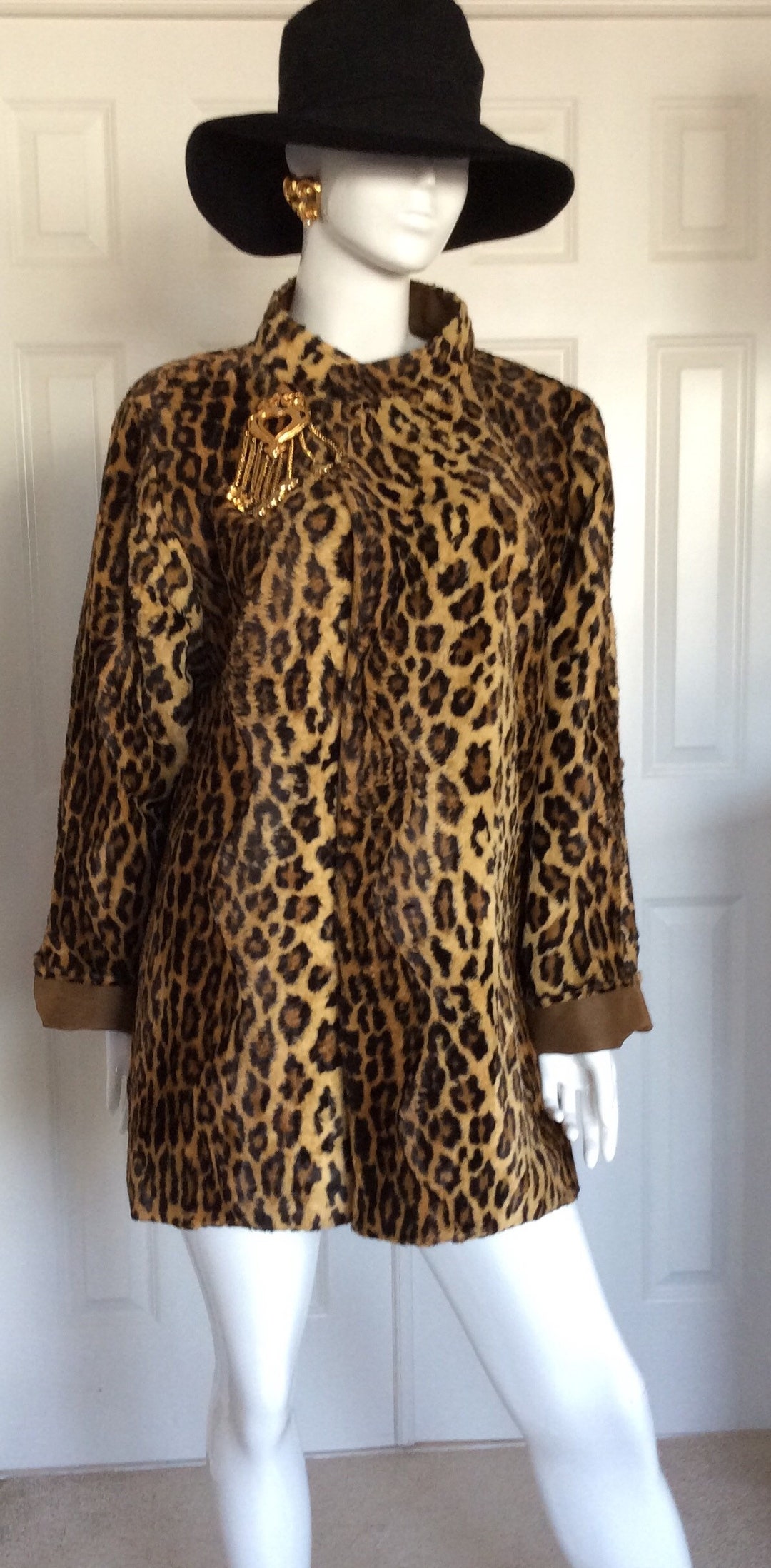 Christian Lacroix Luxe Reversible Light Weight Coat in Leopard Faux Fur ...