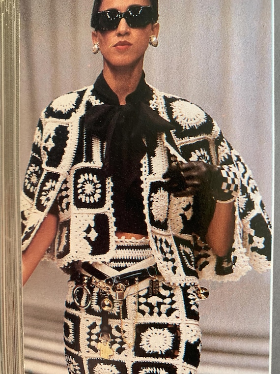 Moschino Couture Vintage 1984 Crochet Mini Skirt Size 8, Black and
