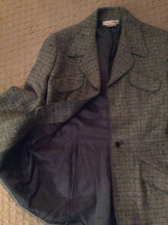 Gordon Henderson vintage 1990 aqua tweed jacket w… - image 7
