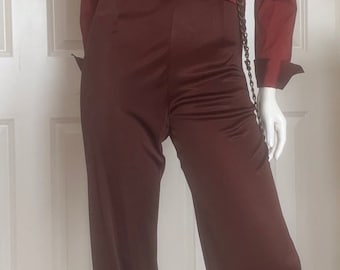 Fendi vintage 1991 unworn, brown fine knit flare pant, unworn, size 10 USA, No waistband
