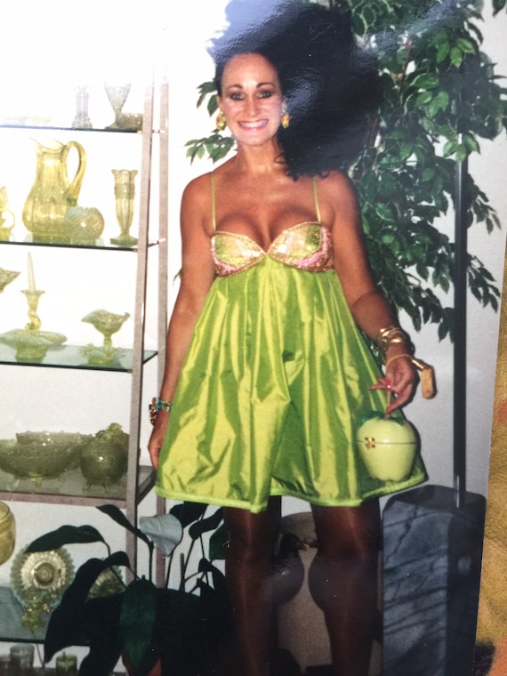 Max Mara vintage 1990s baby doll dress, chartreuse