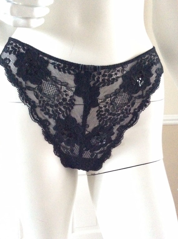 LaPERLA black, UNWORN, 1990 high cut panty, Sequin