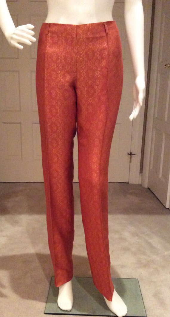 Vintage Romeo Gigli Coral Metallic gold brocade tr