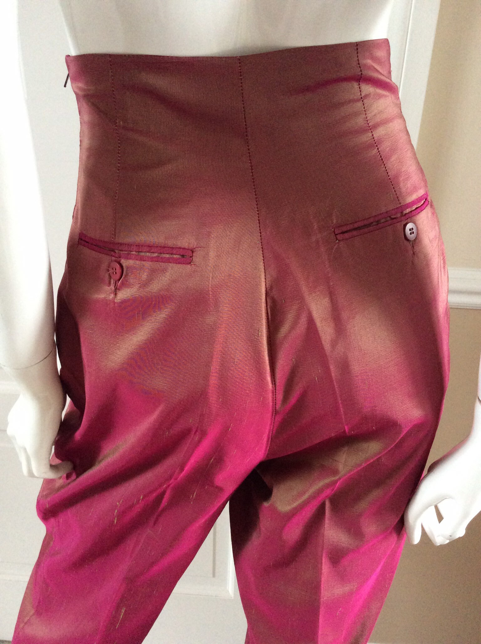 Romeo Gigli Vintage 1990 Iridescent Pink Silk Cuffed High - Etsy