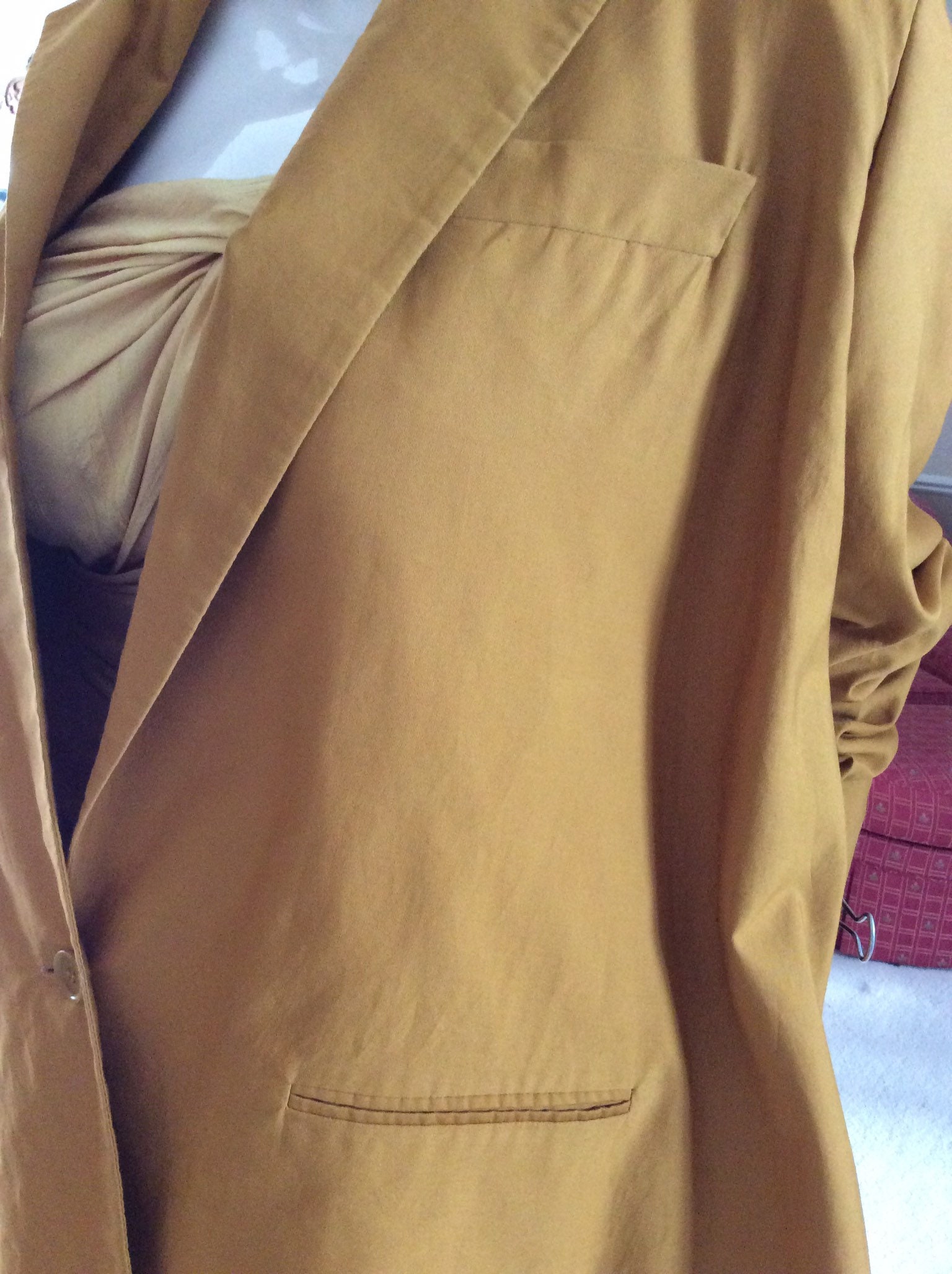 Romeo Gigli Vintage 1990 Gold Cotton Over Sized Jacket With Single