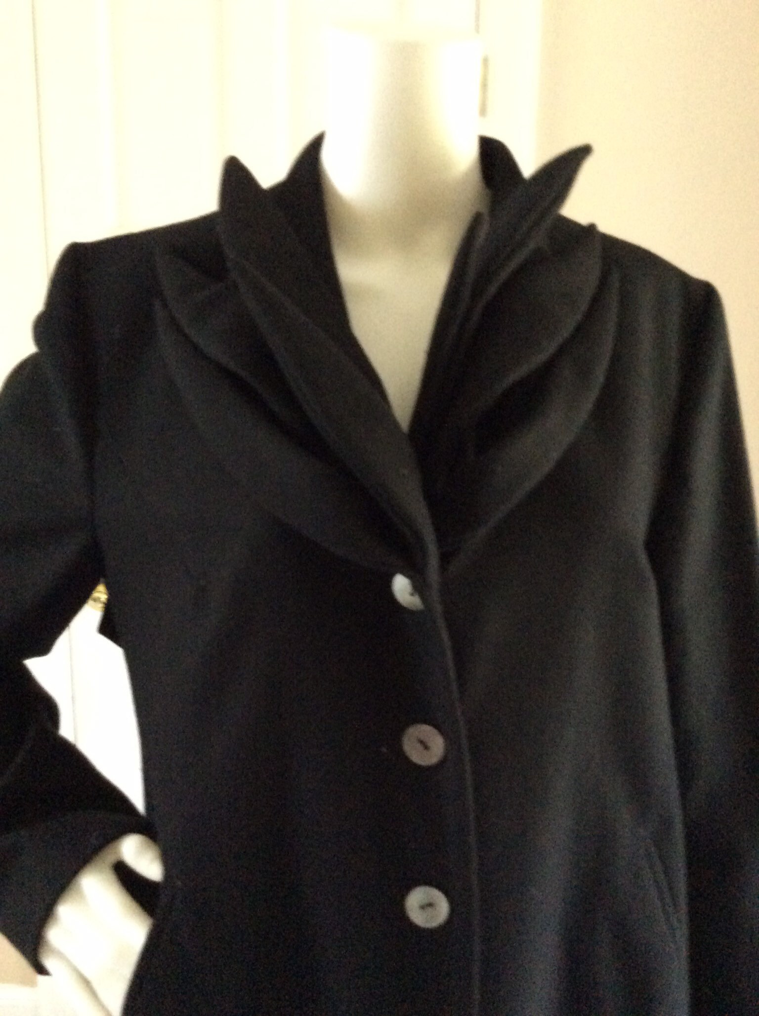 Vintage Costume National Black Light Wool Coat With Architectural ...