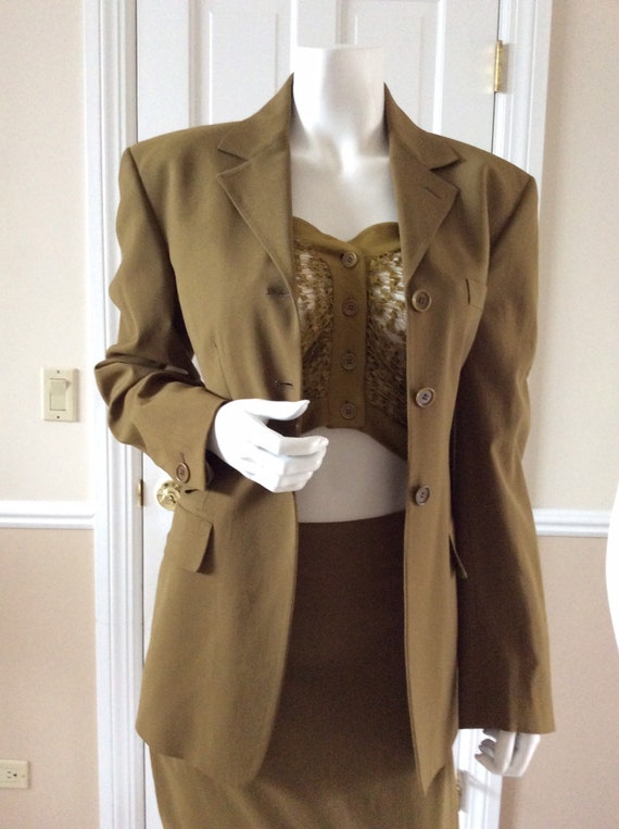 Romeo Gigli unworn vintage 1991, olive green skirt