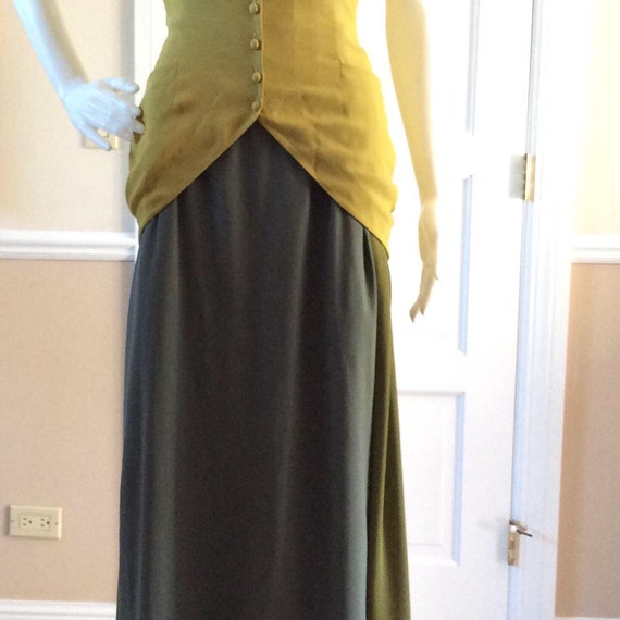 Sybilla vintage 1988 maxi dress in olive and sage… - image 5