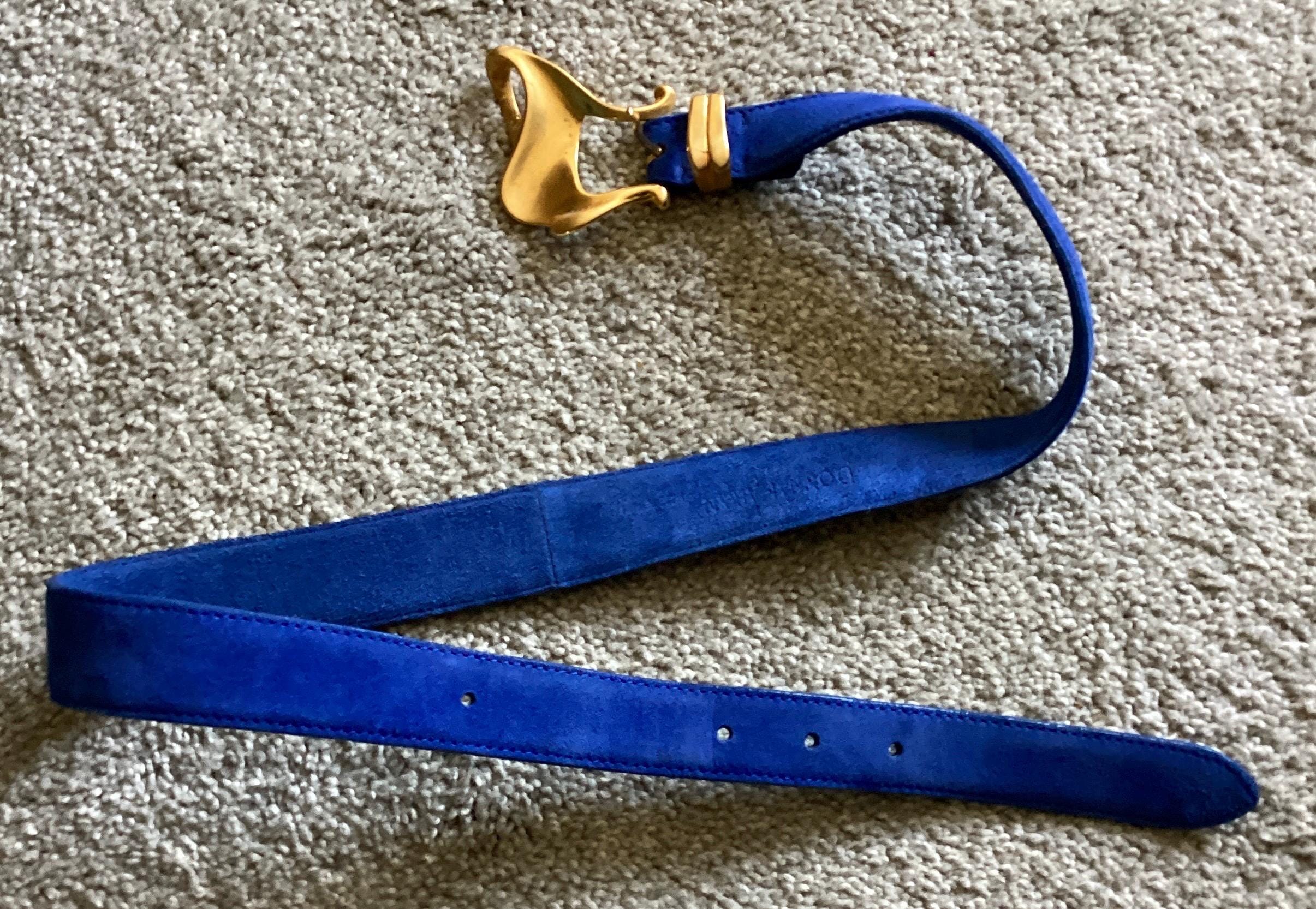 Donna Karan Vintage 1989 Blue Suede Belt With Robert Lee  display picture 1