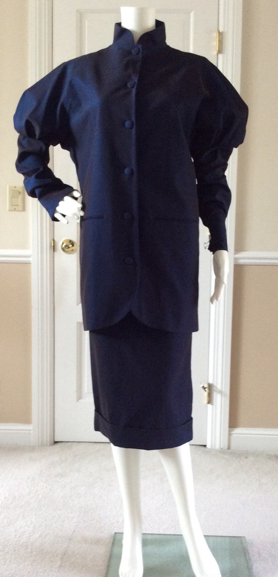 Vintage Romeo Gigli royal blue iridescent midi ski