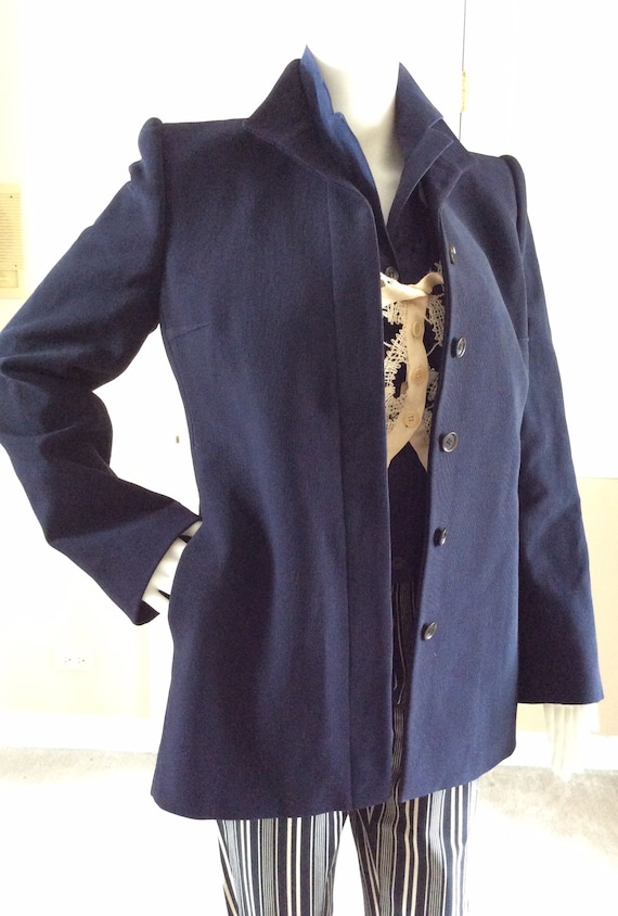 Romeo Gigli Fall Winter 98 99 Navy Blue Jacket With Five Hidden