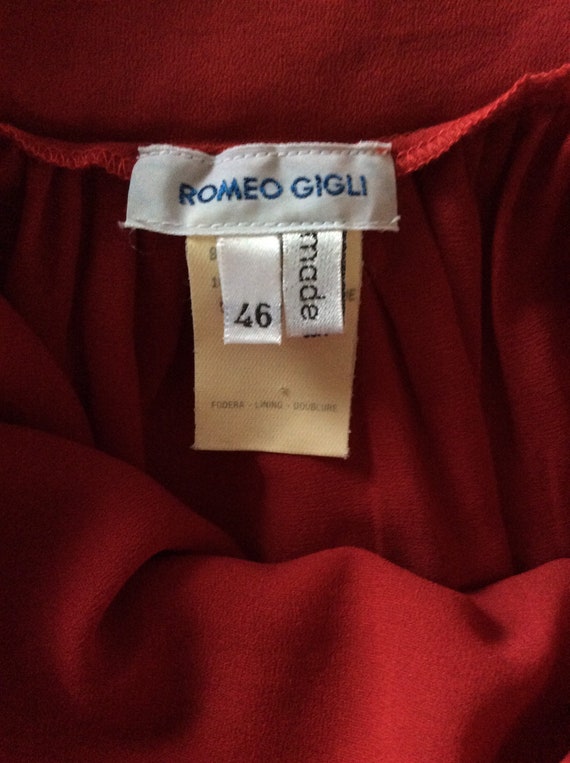 Romeo Gigli 1992 red silk, lycra, and poly versat… - image 8