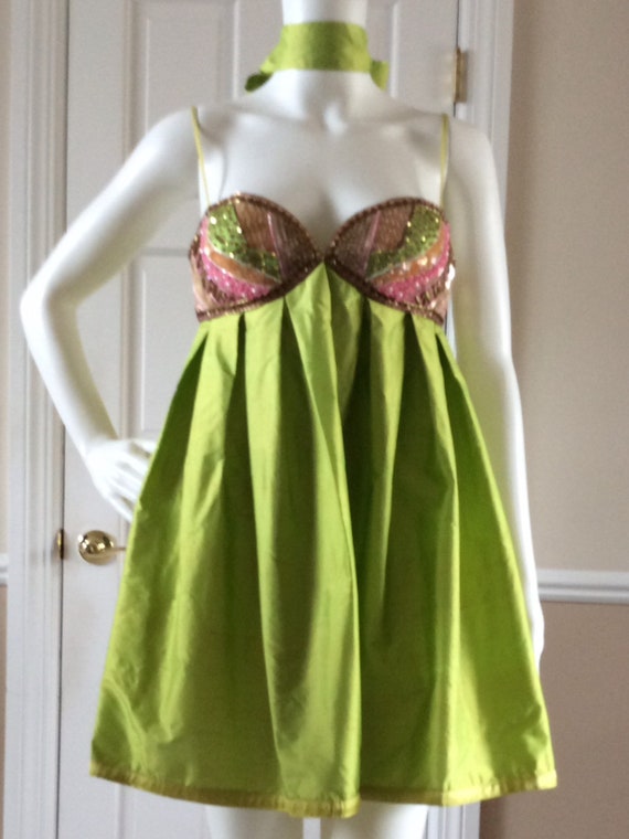 Max Mara vintage 1990s baby doll dress, chartreuse