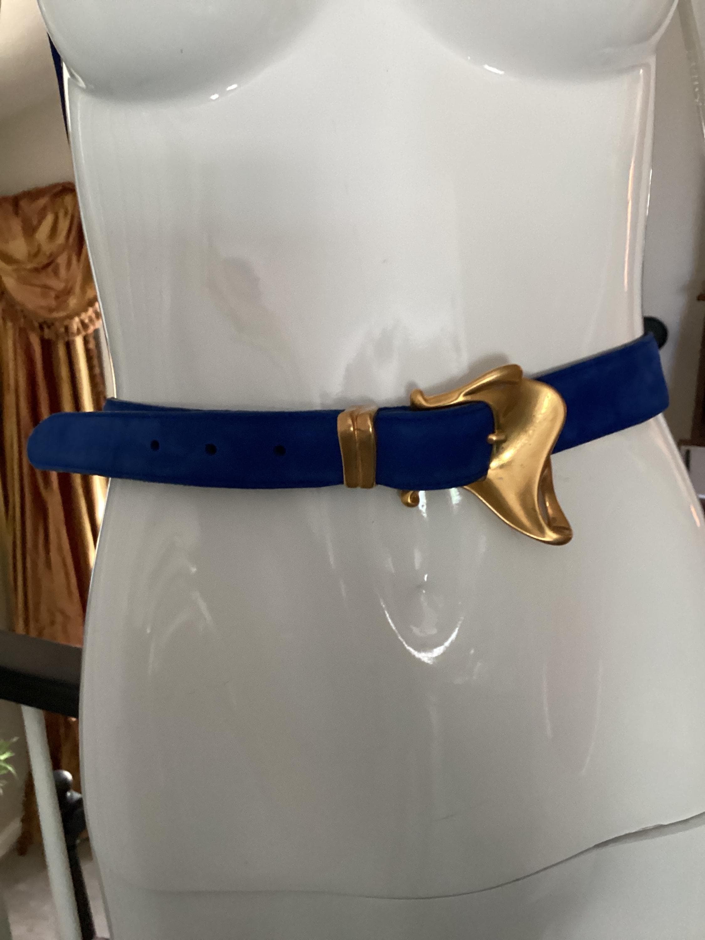 Donna Karan vintage 2004 Red Suede Statement Belt Gold-Tone Buckle like new Sm Donna Karan Belt - Etsy main image 2