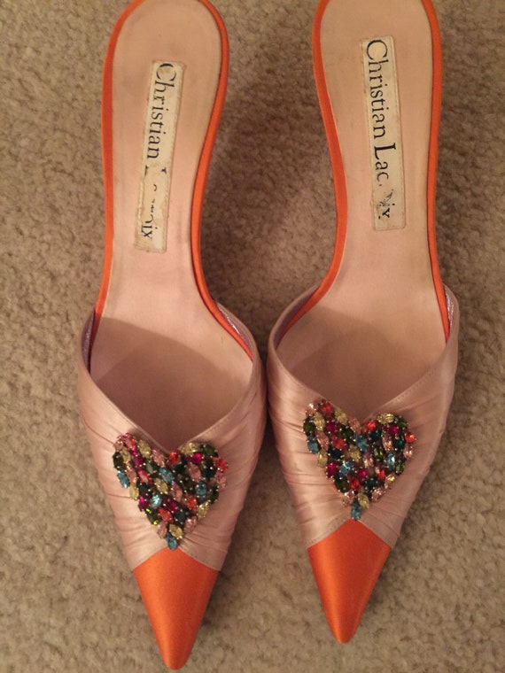 Christian Lacroix vintage 1990s silk orange and pi