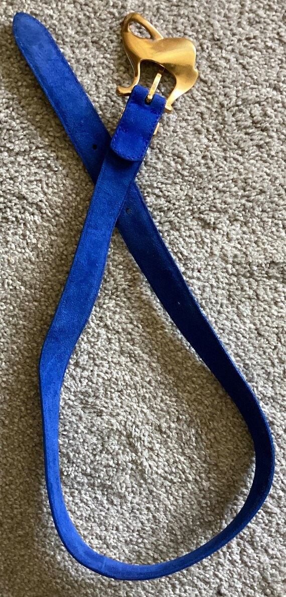 Donna Karan Vintage 1989 Blue Suede Belt With Robert Lee  display picture 2