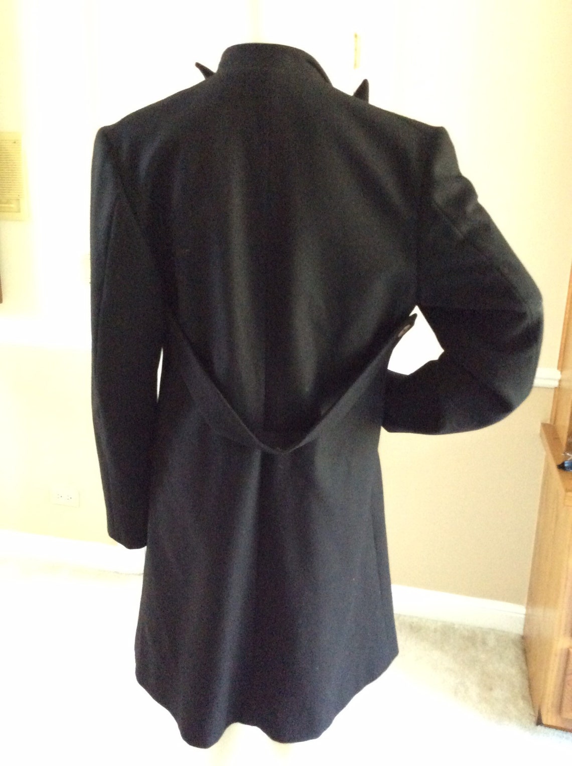 Vintage Costume National Black Light Wool Coat With Architectural ...