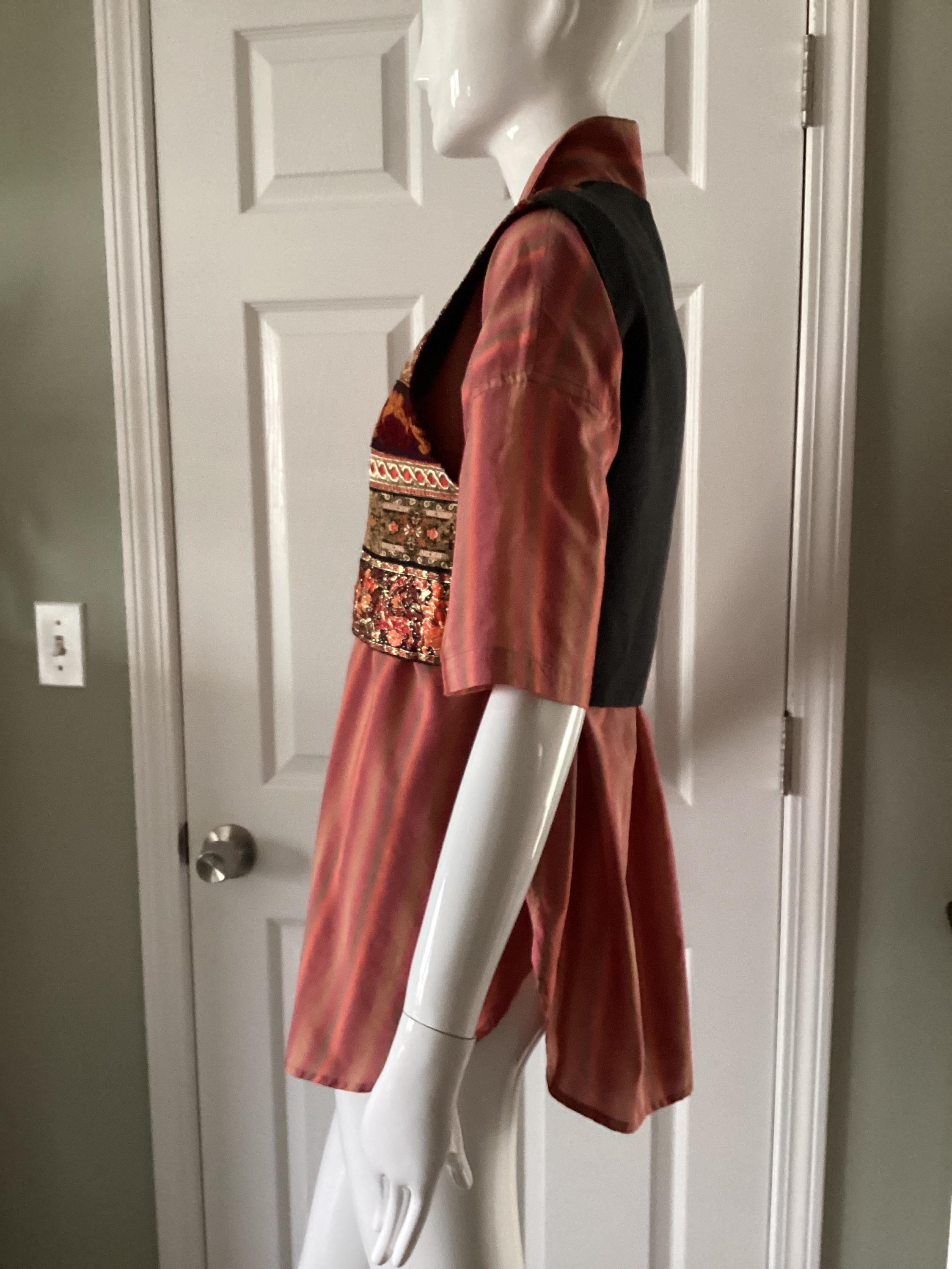 トップス Romeo gigli / 90s Archive Tyorolean vest Romeo Gigli for Callaghan, Vintage 1992, Tapestry Ribbon