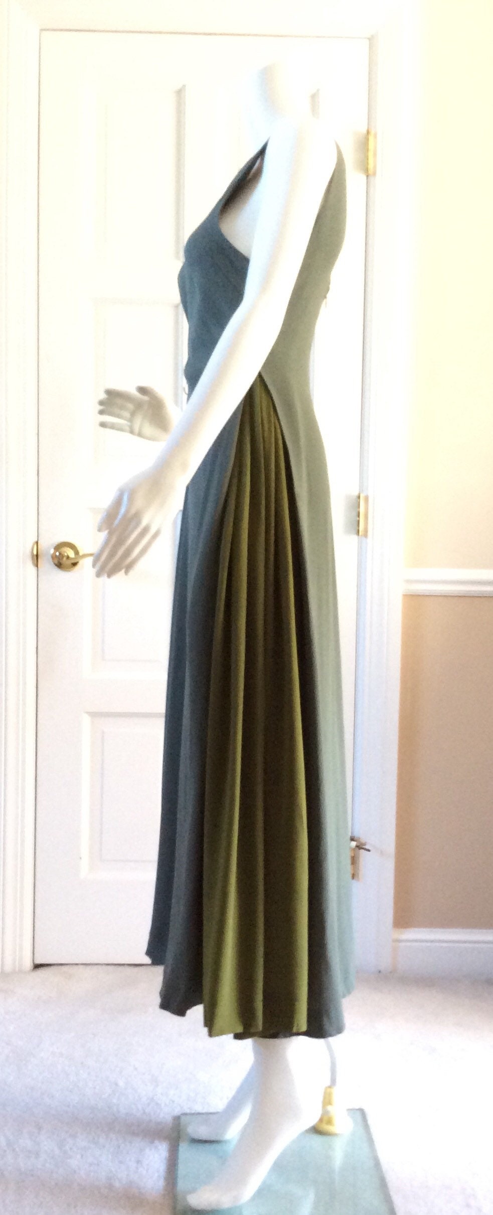 Sybilla vintage 1988 maxi vestido en verde oliva y salvia | Etsy México