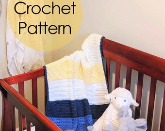 CROCHET PATTERN - The Happy Baby Blanket Instant Download Pattern, Lightweight Multi Color Crocheted Afghan, Throw DIY Easy Intermediate