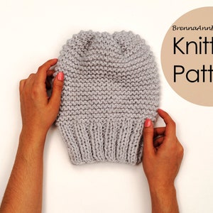 KNITTING PATTERN - The Chunky Textured Slouchy Knit Hat by BrennaAnnHandmade, Beanie Instant Download Tutorial, DIY Easy Beginner Toque