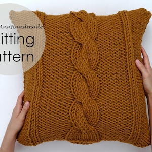 KNITTING PATTERN - The Cable Knit Pillow Cover, Instant Download PDF, Knit diy Easy-Intermediate Skill Level by BrennaAnnHandmade