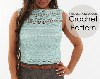 CROCHET PATTERN - The Lightweight Spring Crop Top, Instant Download PDF, Crocheted diy Easy-Intermediate Skill Level by BrennaAnnHandmade