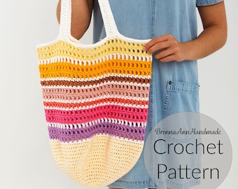 CROCHET PATTERN - The Cotton Summer Beach Bag - Instant Download Pattern, DIY Intermediate Pattern by BrennaAnnHandmade